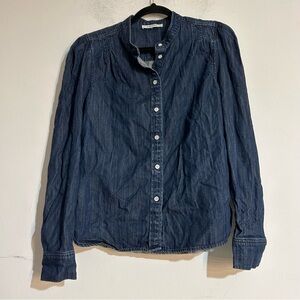 FRAME Charlie Denim Chambray Button Up Shirt Gorham Size Large Coastal